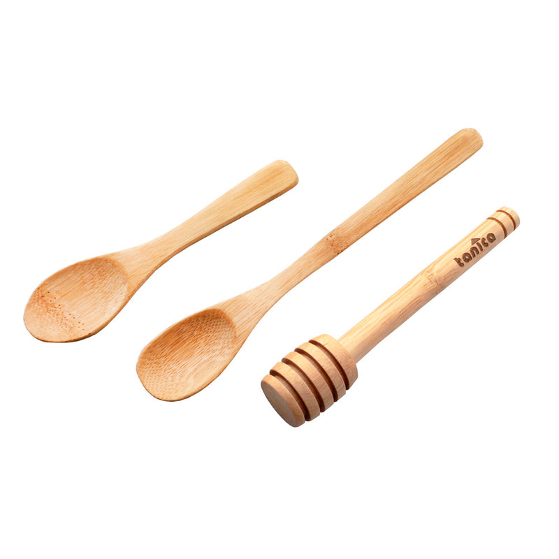 Tanica Bamboo Honey Dripper Set 3 pcs / Sendok Madu Bambu Set