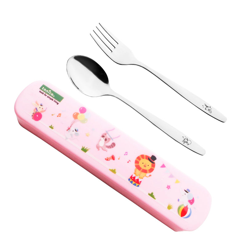 Tanica Kids Cutlery Set Pink/ tempat makan anak